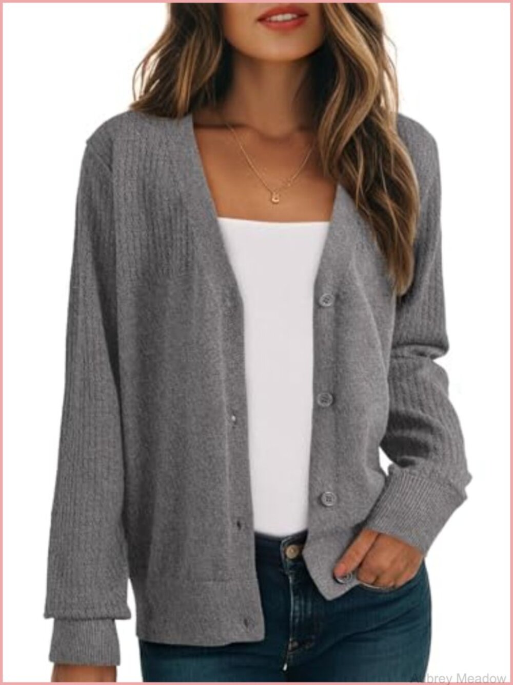Wool Blend Cardigan Sweater V Neck Button Down Hollow Out Cable Knit
